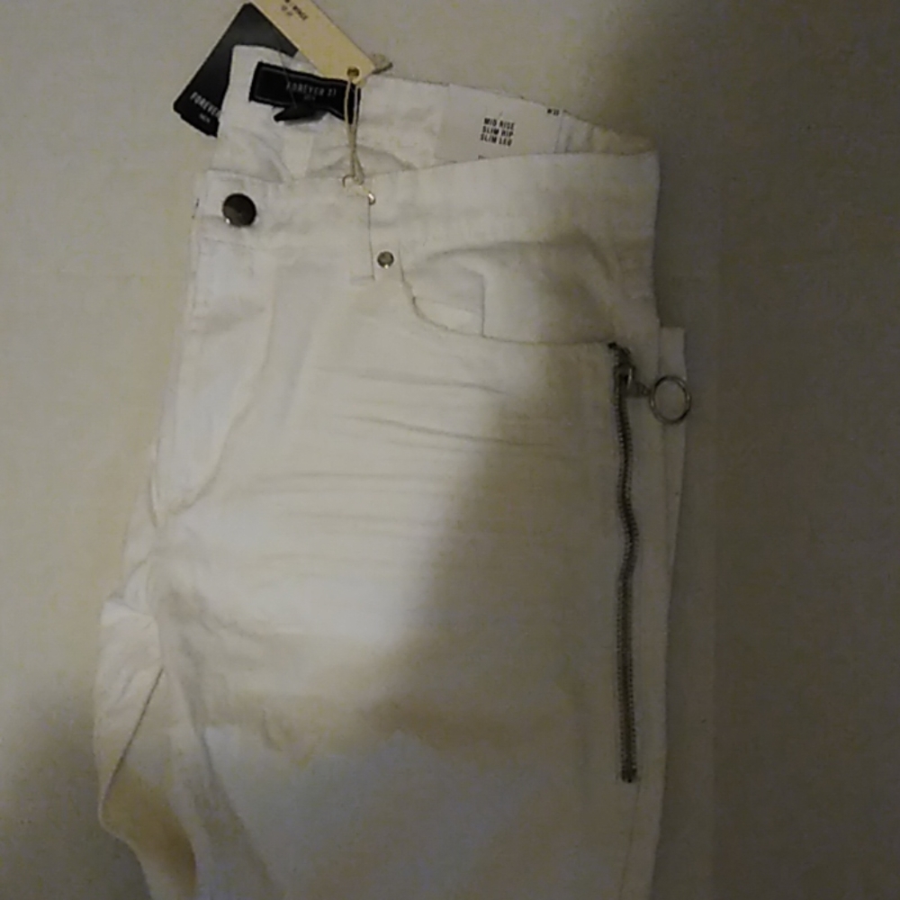 Forever 21 Slim Men's White Designer Jeans